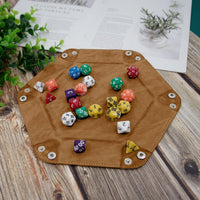 SIQUK 6 Pieces Dice Tray Hexagon Dice Rolling Holder Folding PU - Camel, Black, Red, Yellow, Blue, Green - image 4