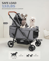 Dog Stroller for Large & Medium Dogs, for 2 Small Dogs – Essentials for Dogs - Urban Gray - image 4