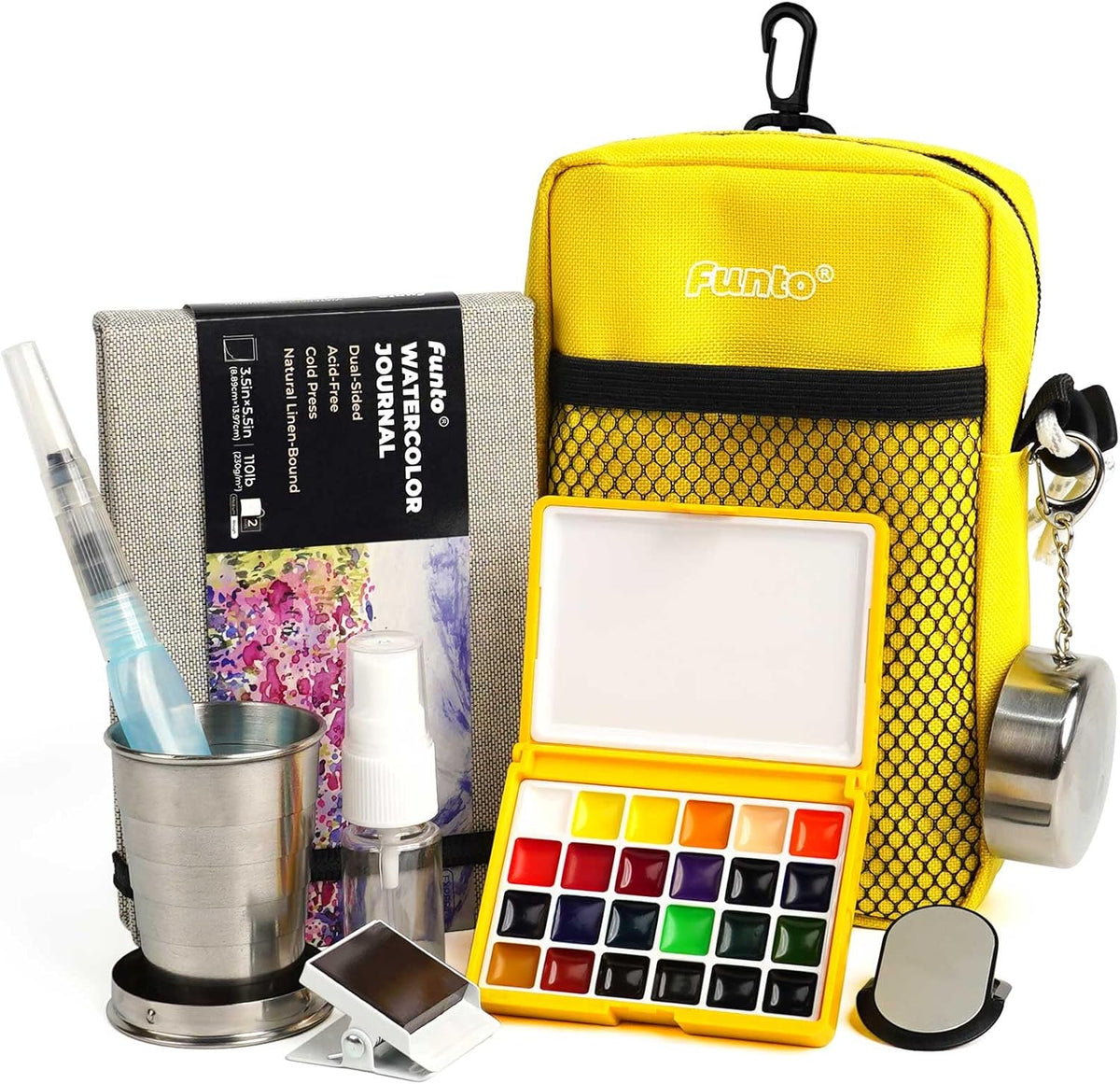 Funto Mini Watercolor Paint Set - 24-Color Yellow Set