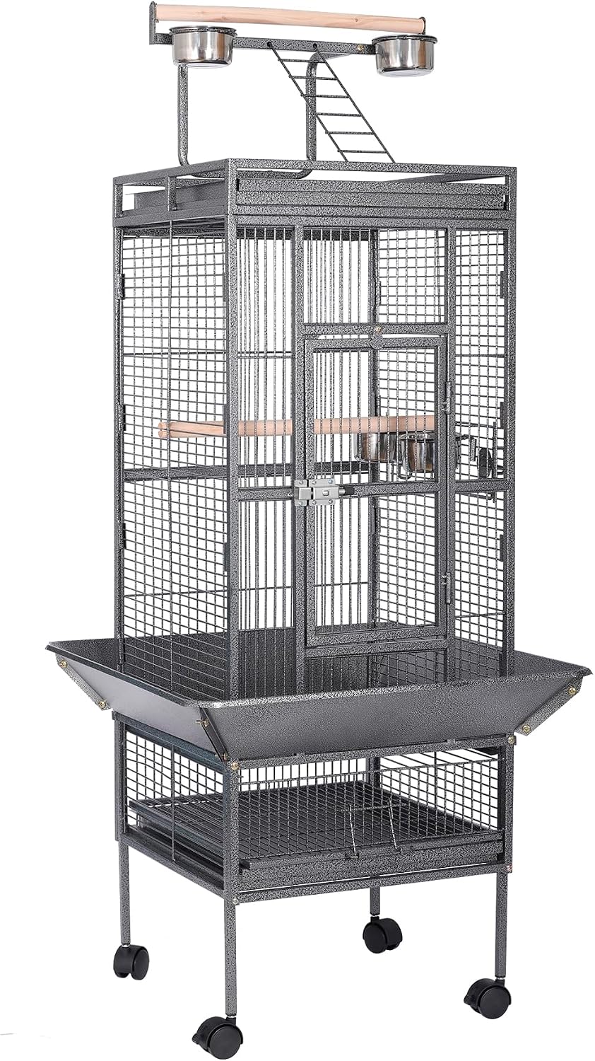 HSM 62 Inch Wrought Iron Large Bird Flight Cage with Rolling Stand – Essentials for Birds - image 3