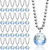 Henoyso 6 pack light up disco ball necklaces in silver with colorful LED lights