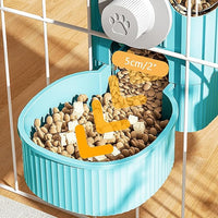 GKYZBB Hanging Automatic Food Water Dispenser,Rabbit Feeder Guinea Pig Water Bottle Food Feeder for Ferret Guinea Pig Rabbit Bunny Cage Accessories (Blue, 520ml+1200ml)