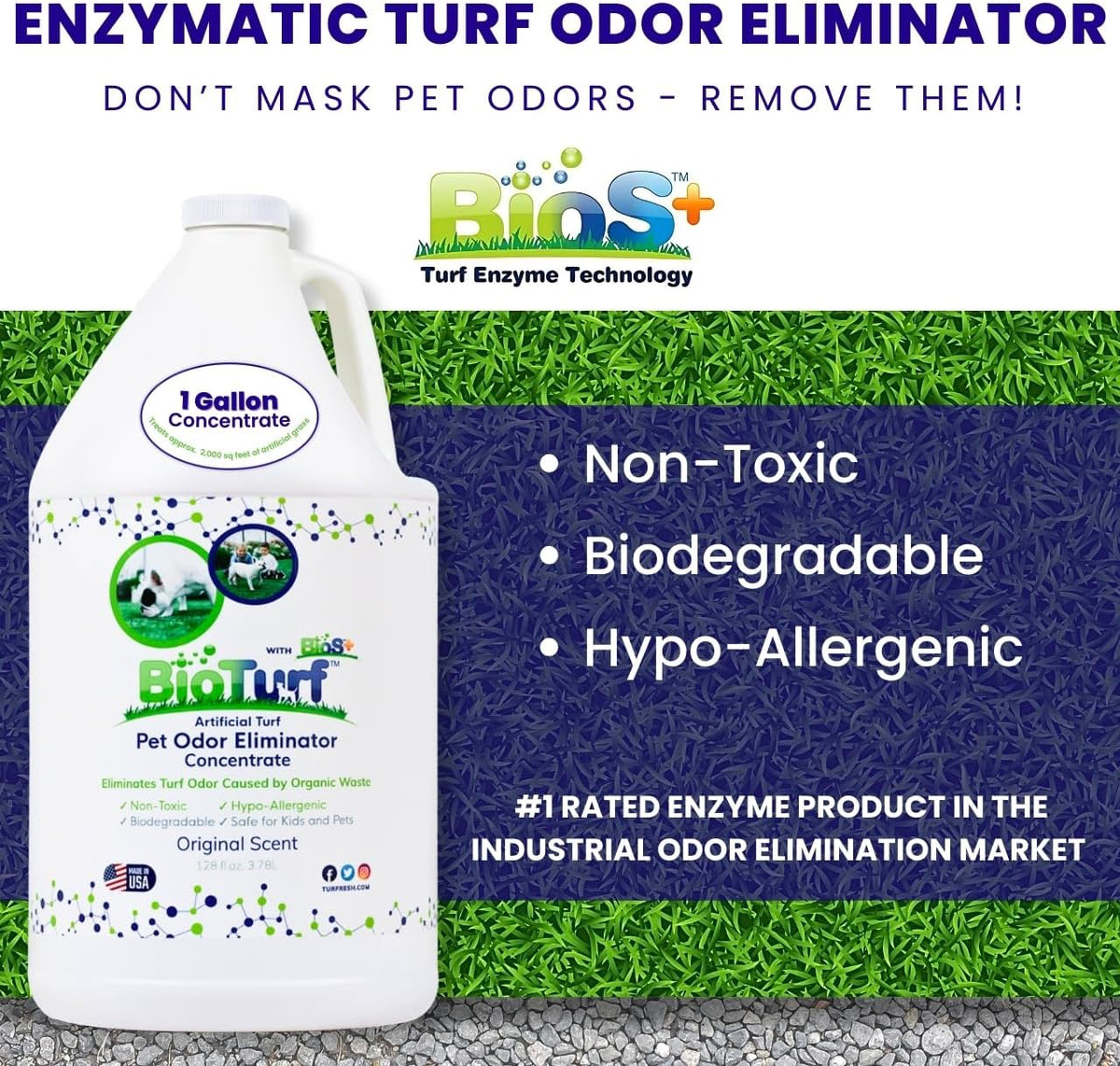 BioTurf BioS+ Artificial Turf Cleaner Deodorizer Concentrate – Essentials for Dogs - image 2