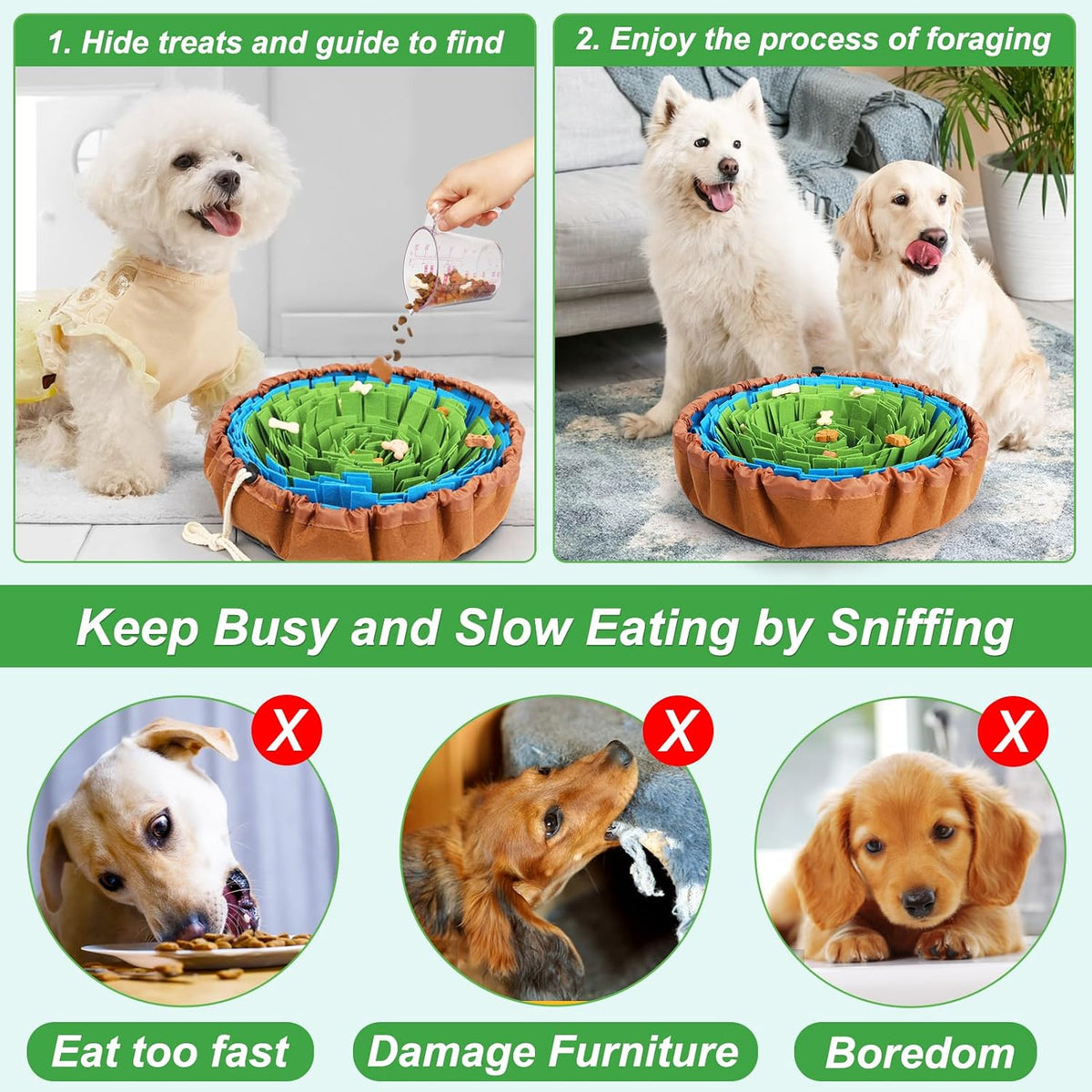 Vivifying Snuffle Mat for Dogs - Green&Blue - image 2
