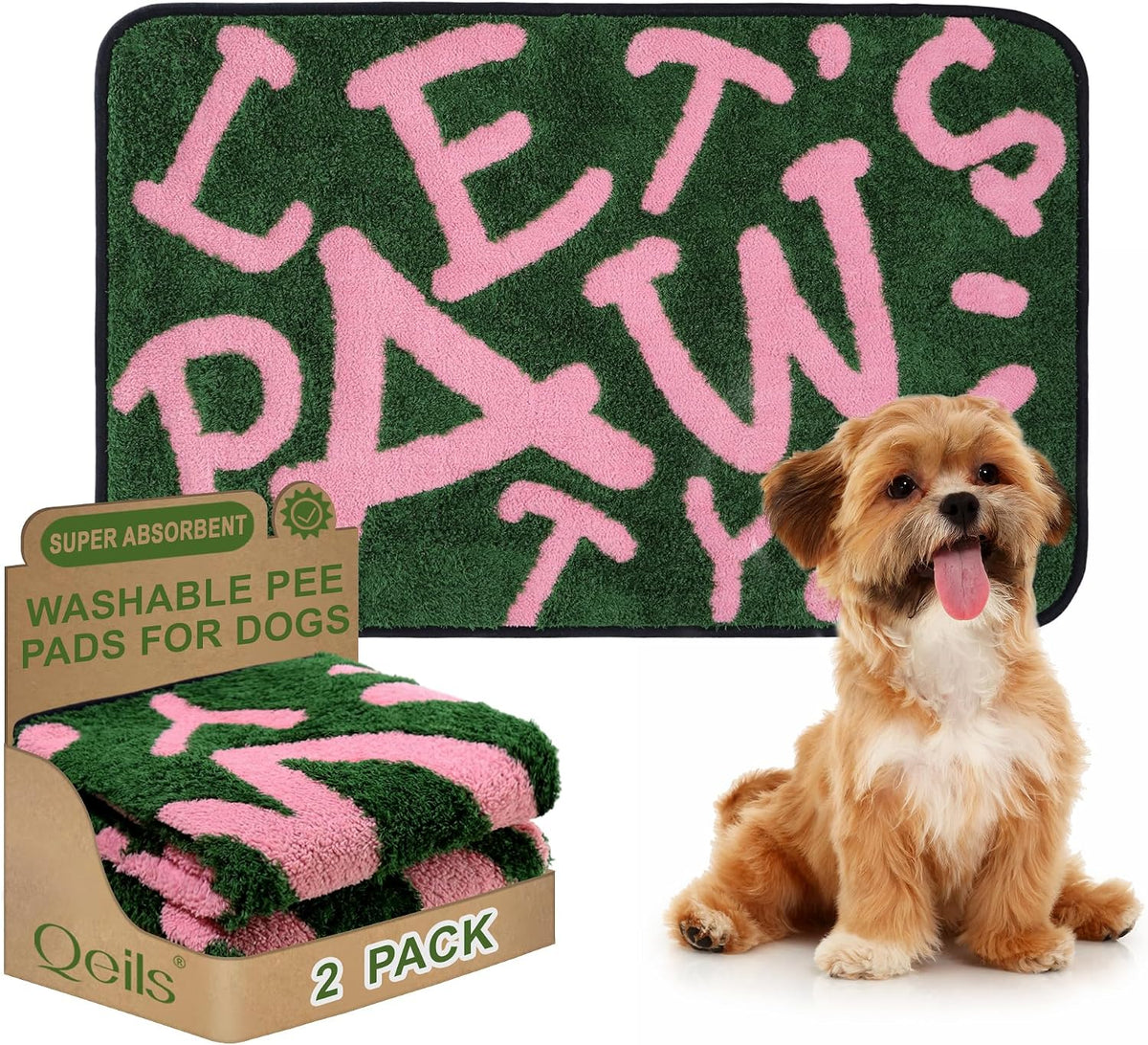 Reusable Puppy Pads, Washable Pee Pads for Dogs 18" x 24" 2 Pack - Pawty-Polyester / 23"x36"(Pack of 2)