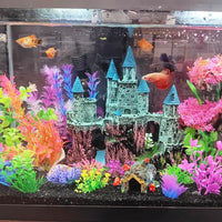 Aquarium Castle Decor, Resin Castle for Fish Tank with Randomly Color Plants Decorations - 【purple】 - image 4