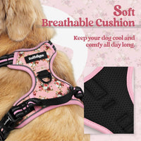 rabbitgoo Dog Harness, No Pull for Large Dogs with 2 Leash Clips - X-Large / Pink Rose - image 2