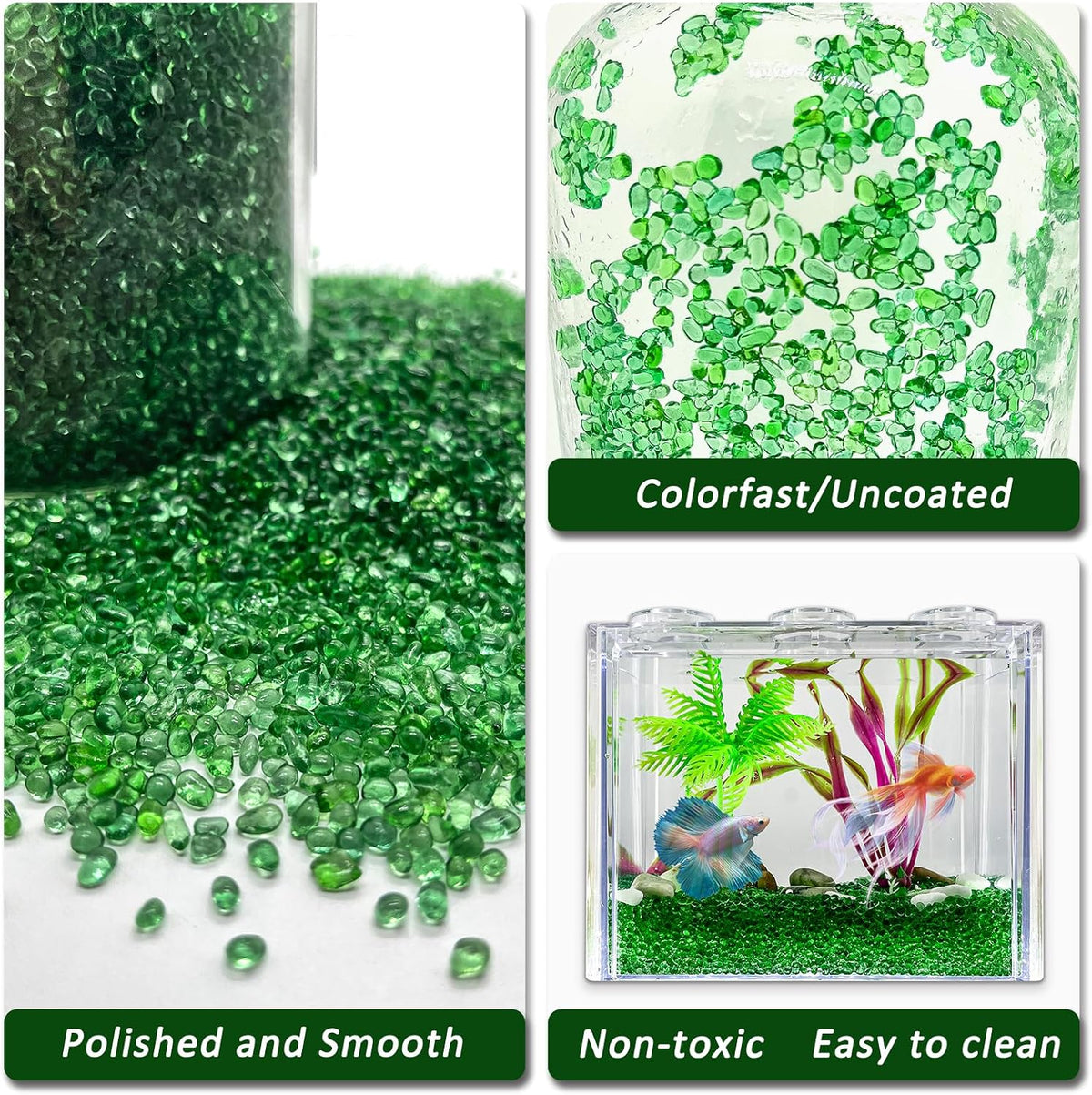 BXI 2.2 Lbs Small Aquarium Substrate Gravel Sand - Green Glass Sand / 2.2 lbs, 0.04''-0.12''(Mini) - image 3