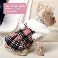 Dog Sweater with Leash Set D Ring Plaid Fleece Dog Clothes for Small - XX-Small (Chest 11in ) / Pink with Leash - image 4
