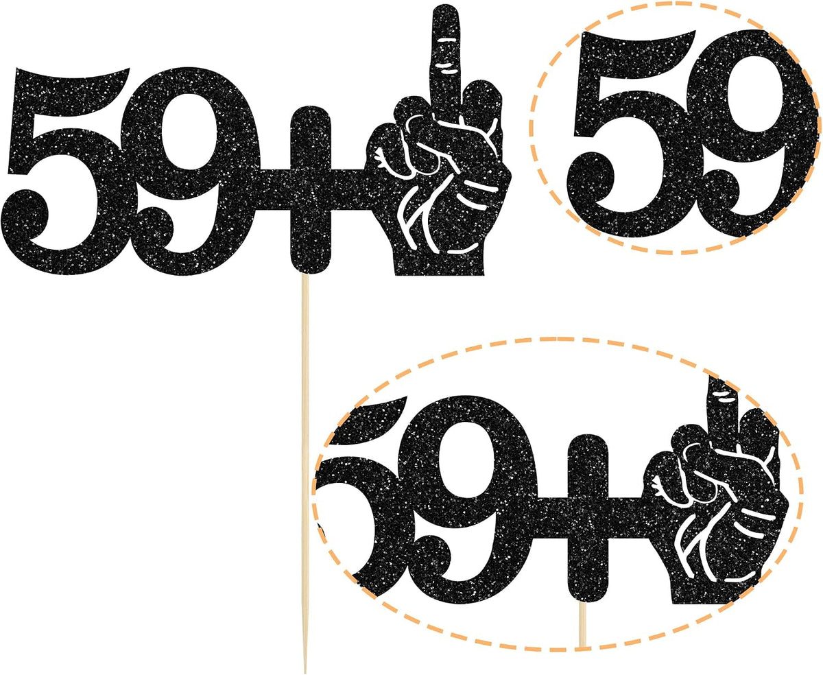 Ephlyn 1Pc 49+1 Black Glitter Cake Topper 50th Birthday Party Cake - 60th-1Pcs / Black - image 3