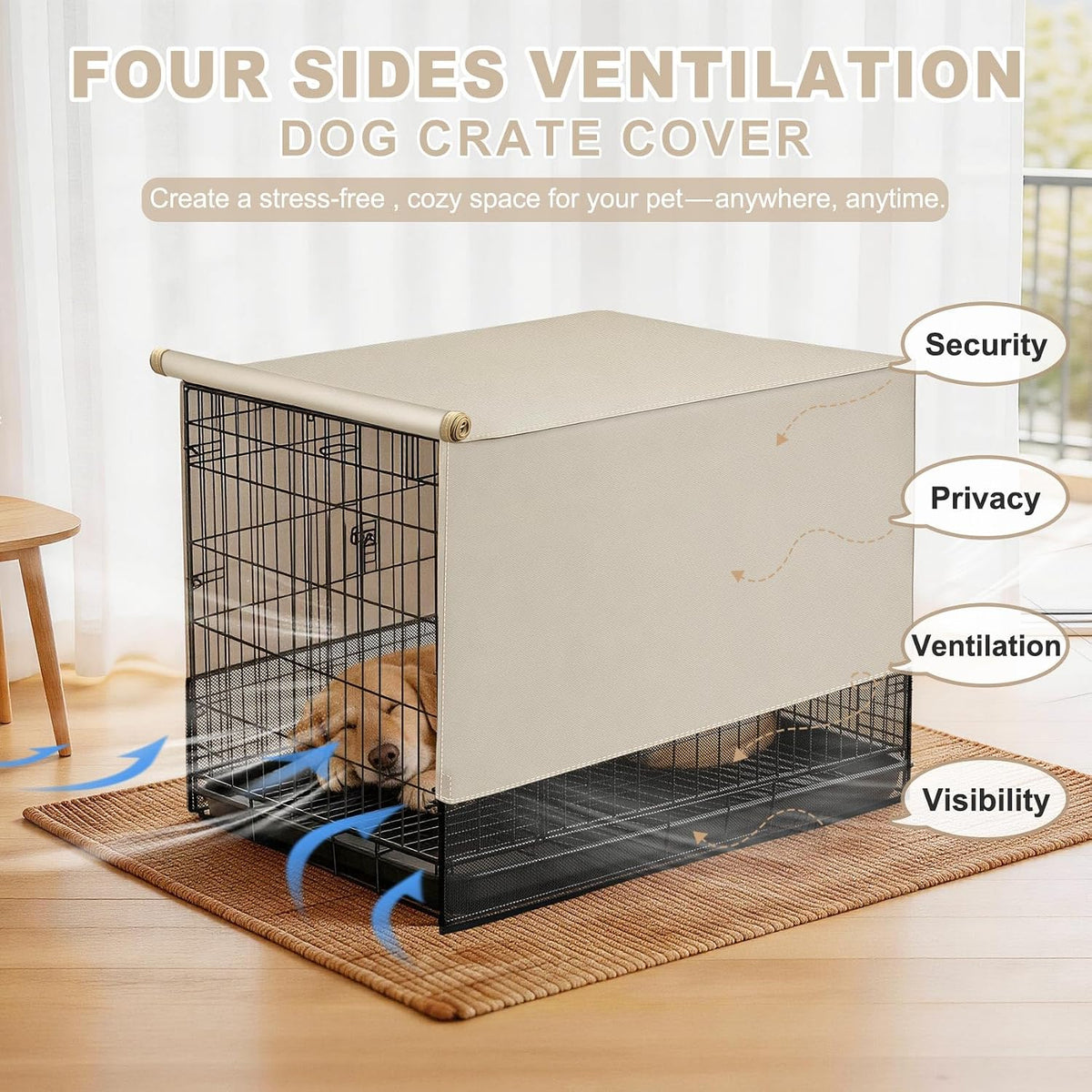 Explore Land Breathable Dog Crate Cover - 36"L x 23"W x 25"H / Tan - image 2