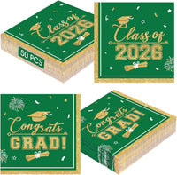 PERFQU Class of 2026 graduation napkins in blue and gold with cap and tassel design - view 4