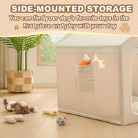 Indoor Dog House with Frame, Cute Dog Tent Bed with Cover Cave - Medium ( 17" × 17" × 17" ) / Beige - image 4