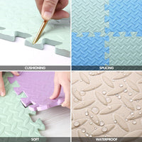 16 Tiles Foam Play Mat, Soft & Safe EVA Foam Mats for Floor - Bean Green/Light Blue - image 3