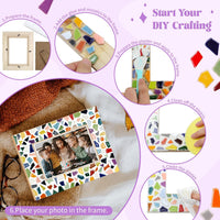 goldentime DIY mosaic picture frame kit with wooden frame, tiles, glue and grout - view 7