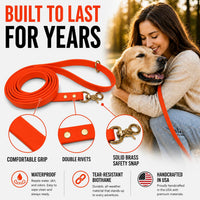 Biothane Leash, Brass, 6 ft x 5/8, Black – Essentials for Dogs - 3/4 / Orange - image 4