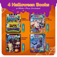 ArtCreativity Halloween water coloring books 4 pack with pumpkins, ghosts and bats and water pens - view 2