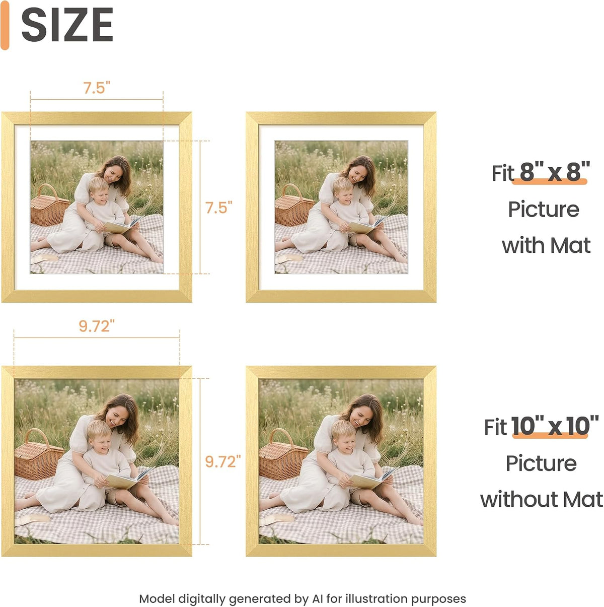 upsimples 50x70cm Puzzle Frame, Wall Decor Frames - Gold / 10x10 - image 2