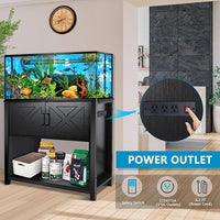 40 Gallon Tank Stand with Cabinet and Power Outlets, Heavy Duty Metal Aquarium Stand for 40-50 Gallon Breeder Tank, Turtle Tank, Double Terrarium Stand, 660LBS Capacity, Black
