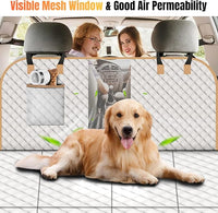 Dog Car Seat Cover for Back Seat, Dog Car Bed Cover with Strong Hard Bottom, Car Back Seat Extender Hammock for Car SUV Truck 4 Panels Beige Color
