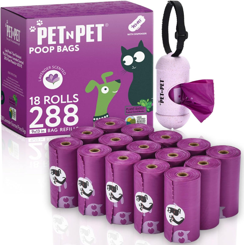 Pet N Pet Poop Bags for Dogs Rolls, Lavender - 1 Count (Pack of 288)