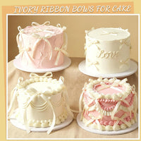 30 Pack Bow Cake Toppers Black Ribbon Bows for Cake Halloween Party - Ivory - image 2