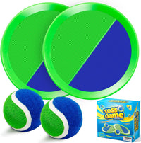 Officygnet paddle toss and catch ball game with 4 green paddles and 4 sticky balls - view 2