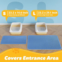 Cat Litter Mat - 23.2'' x 29.1'' Large Litter Trapping Mat, Easy to Clean Litter Box Mat, Waterproof, Urine-Proof, Non-Slip Kitty Litter Mats for Floor, Blue