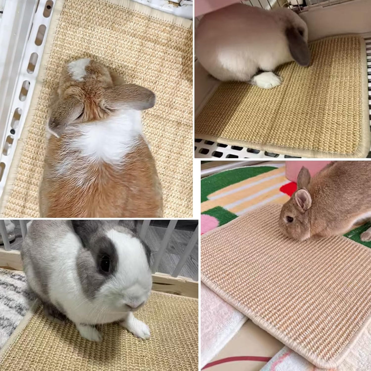 2PCS Rabbit Scratch Mat, Natural Bunny Pad Claws and Teeth Care - Natural 4pcs / 16"x12" - image 4