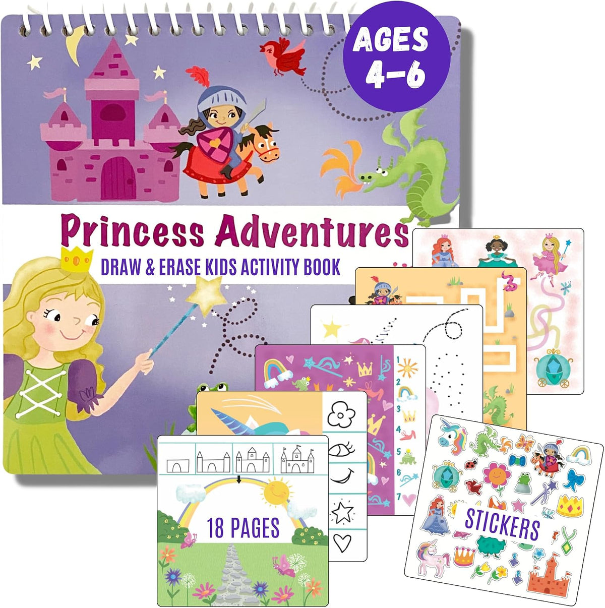 Totebook kids travel activity kit with tethered dry erase markers and ocean theme activity book - view 2