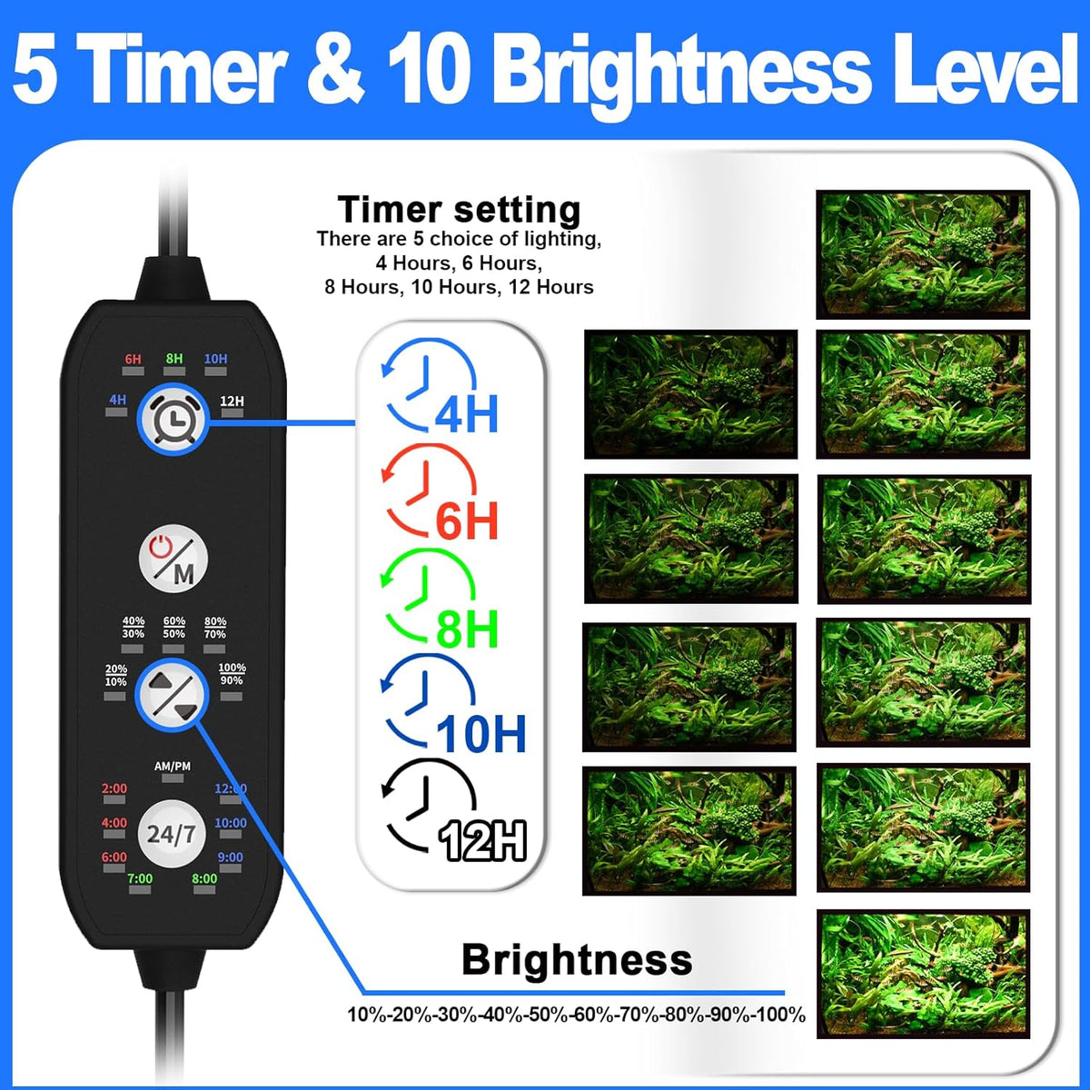 SEAOURA Clip On Aquarium Light for Plants-24/7 Fish Tank Light - 7inch for 7-12 inch tank - image 4