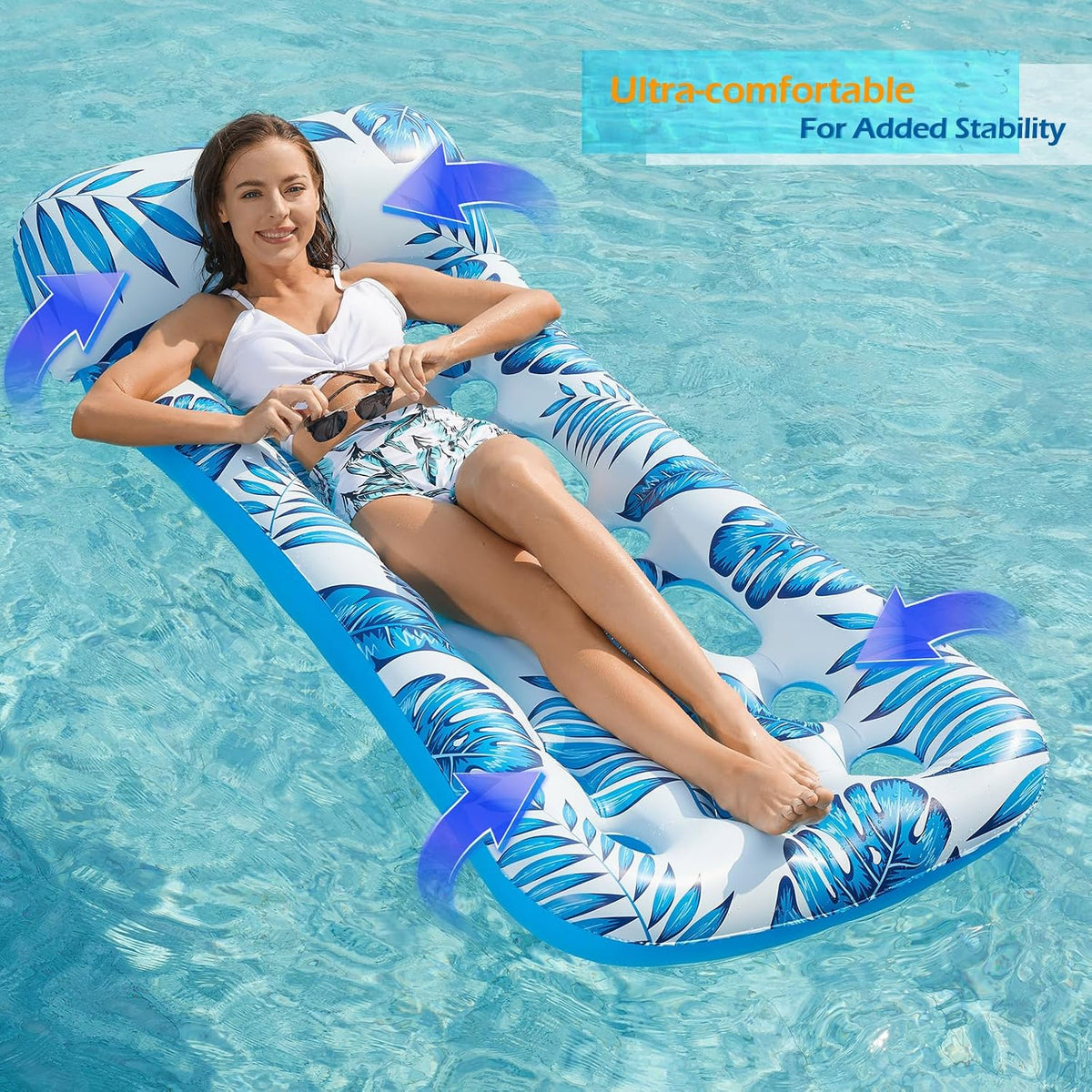 Jasonwell Inflatable Pool Float Lounge - Blue & Beige / 2 - image 3