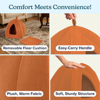 PETMAKER Cat House Indoor Bed with Removable Foam Cushion - Brown / 12 Inch - image 3