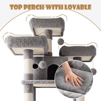 SHA CERLIN 68 Inches Multi-Level Large Cat Tree for Large Kitties/Big - 81in / Grey - image 4