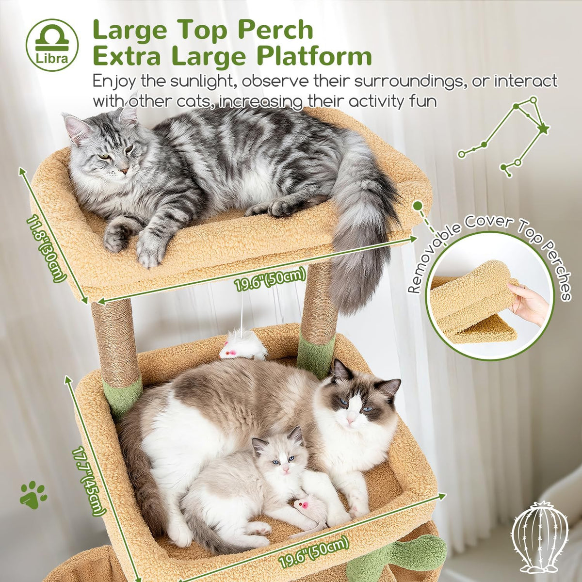 Globlazer Z78 Heavy Duty Cat Tree for 20lbs Large Adult Cats - Green / 78 inch - image 2