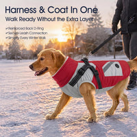 Dog Winter Coat with Harness Built in - XX-Large(Chest:35.4 in) / Red - image 2
