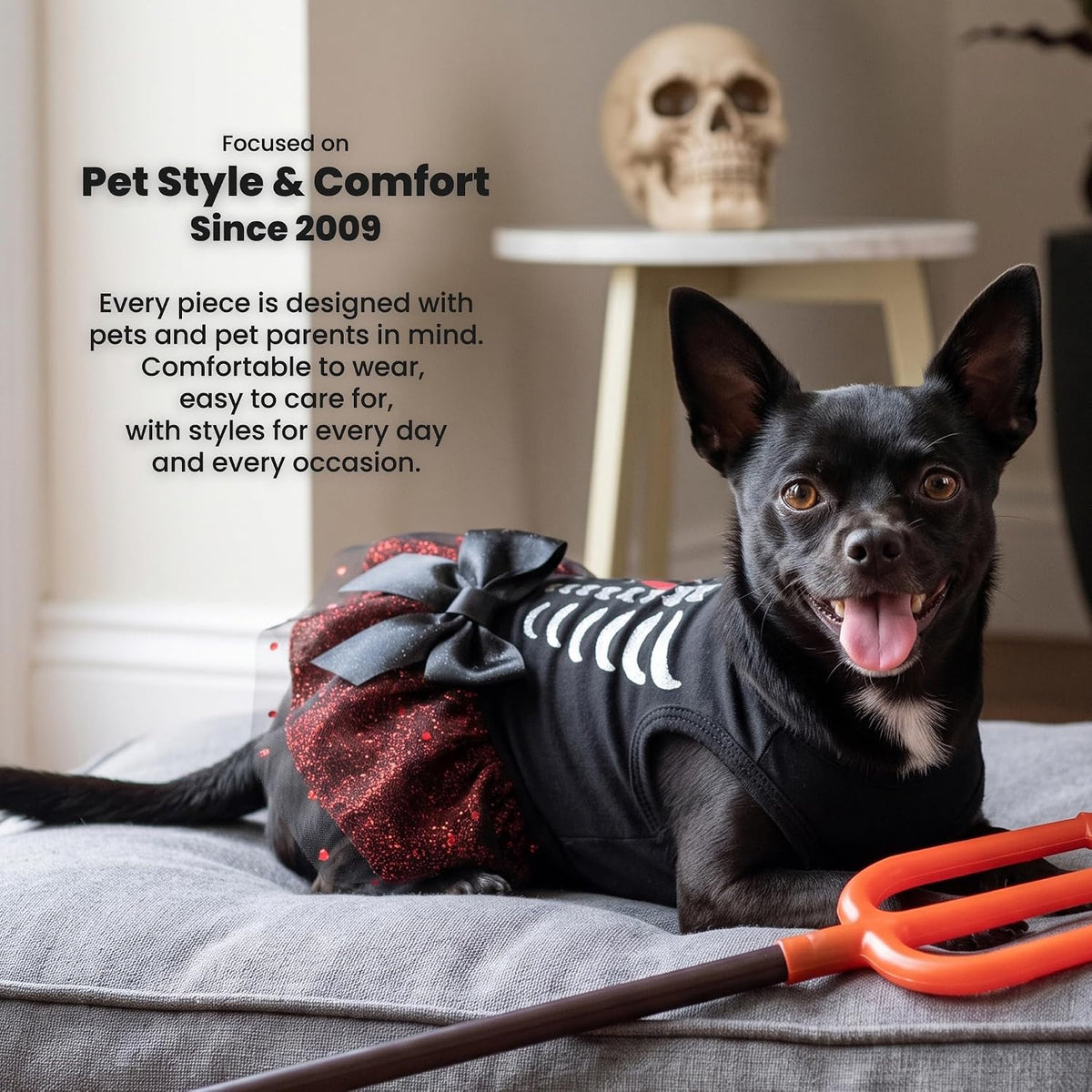 Fitwarm Halloween Skeleton Dog Dress - Large / skeleton - image 4