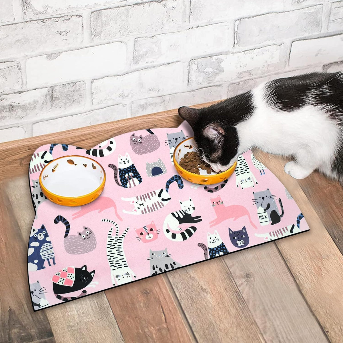 Cat Food Mats for Floor, Dog Pet Water Bowl Feeding Placemats for Food and Water Grey 17.7 * 9.8 - Light Pink / 23.6"L x 13.7"W - image 2
