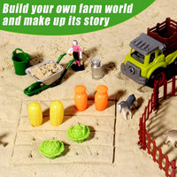 Aliex farm sensory bin with play sand, take-apart trucks and farm animals in a lidded box - view 6