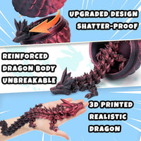 3D Printed Dragon Egg, Mystery Articulated Crystal Dragon Egg Fidget Toys, 3D Print Surprise - Laser Black and Red - image 3