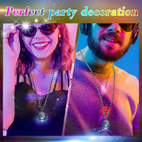 Henoyso 6 pack light up disco ball necklaces in silver with colorful LED lights - view 8