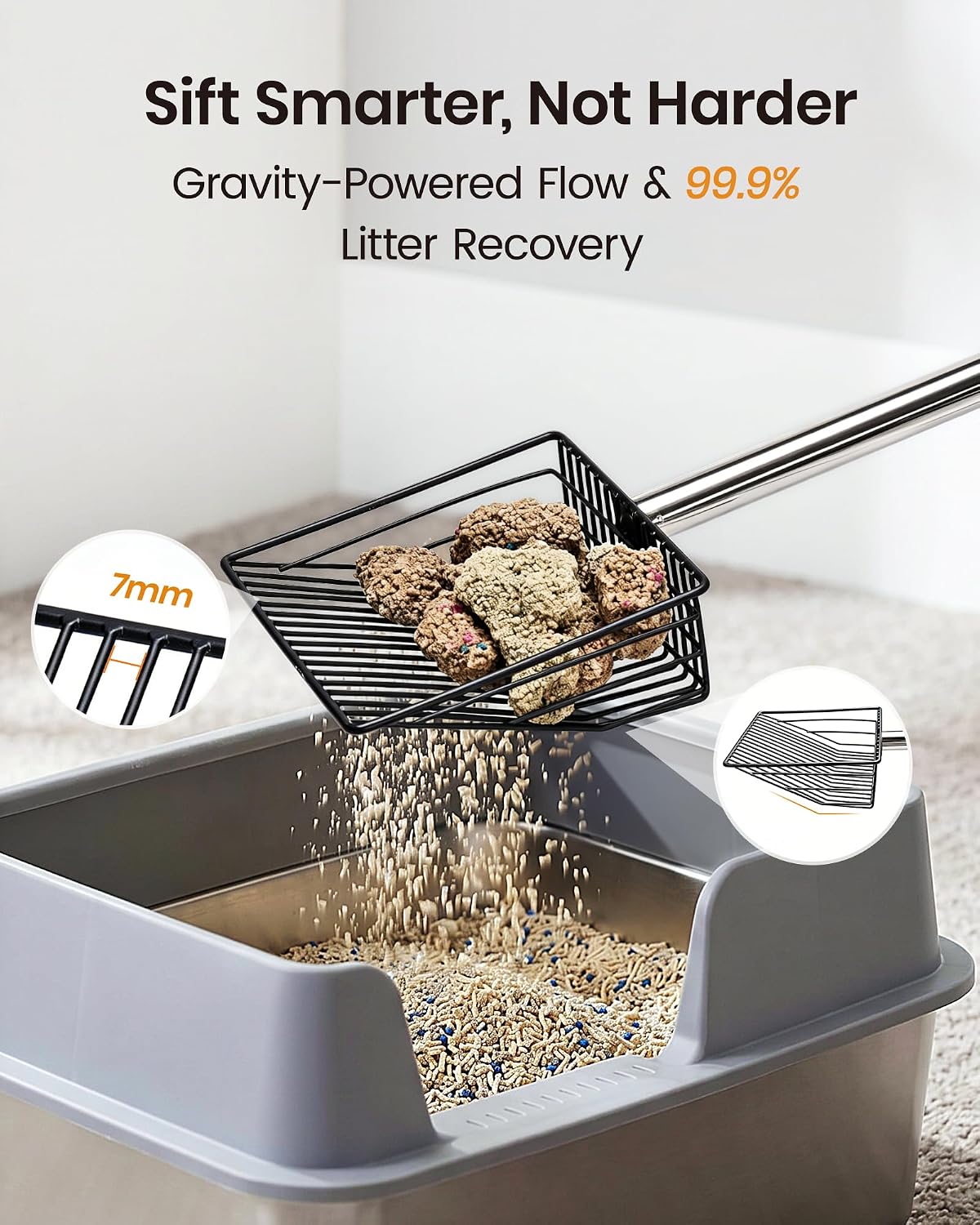 Cat Litter Scoop 43 inch Metal Litter Scooper with Stainless Steel - Upgraded Long Handle - image 3
