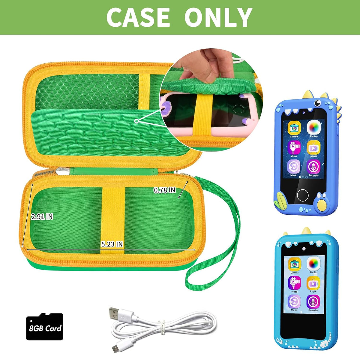 ALKOO kids smartphone case, zip carrying box for kids toy phones and learning cameras - view 17