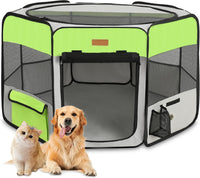Akinerri Portable Dog Playpen - X-Large / Green