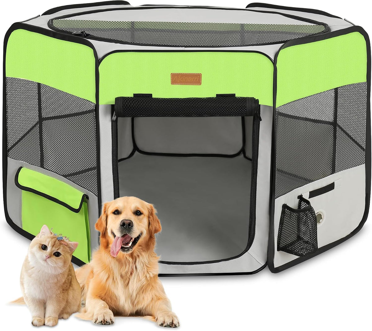 Akinerri Portable Dog Playpen - X-Large / Green