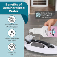Steam & Go Deminerilized Water - Multi-Surface Cleaner for Steam Cleaners, Hardwood Floors, Kitchens, & Bathrooms - Germ-Killing Formula - Hotel California Scent - 32 Ounces (Pack of 12)