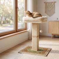 Tall Cat Scratching Post for Indoor Cats Adults with Carpet - Brown / Large（with bed） - image 3