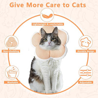 Cat Cone Collar Soft, Waterproof Cats Cones to Stop Licking After Surgery, Adjustable Soft Elizabeth Cats Collars for Wound Healing, Flower Shape Cat Recovery Collar (Pastel Orange, Medium)
