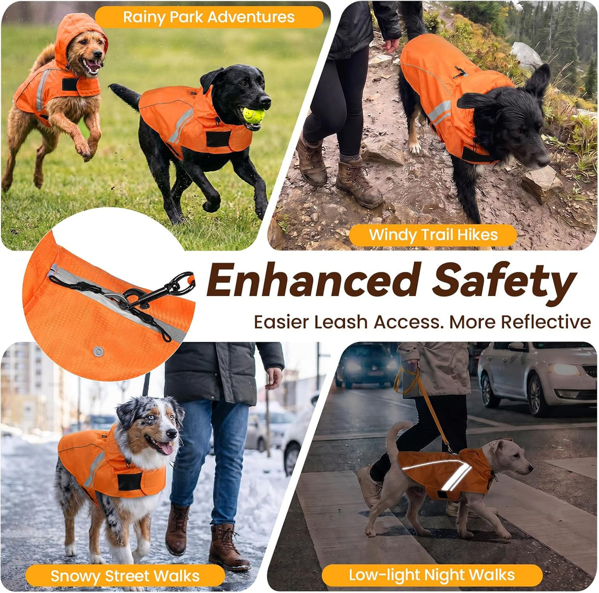 VIVAGLORY Dog Raincoat Wetoff Dog Rain Coat, XS - Orange / L (26"-30" chest girth) - image 3