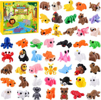JOICEE 24Pcs 3D Printed Dinosaur Animals Mini Dinosaur Toys – Fun for Kids & Family - Brown
